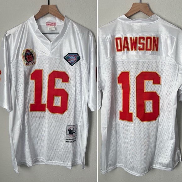 Mitchell & Ness Len Dawson #16 Throwback Kansas City Chiefs NFL White Jersey 48 - Picture 1 of 10